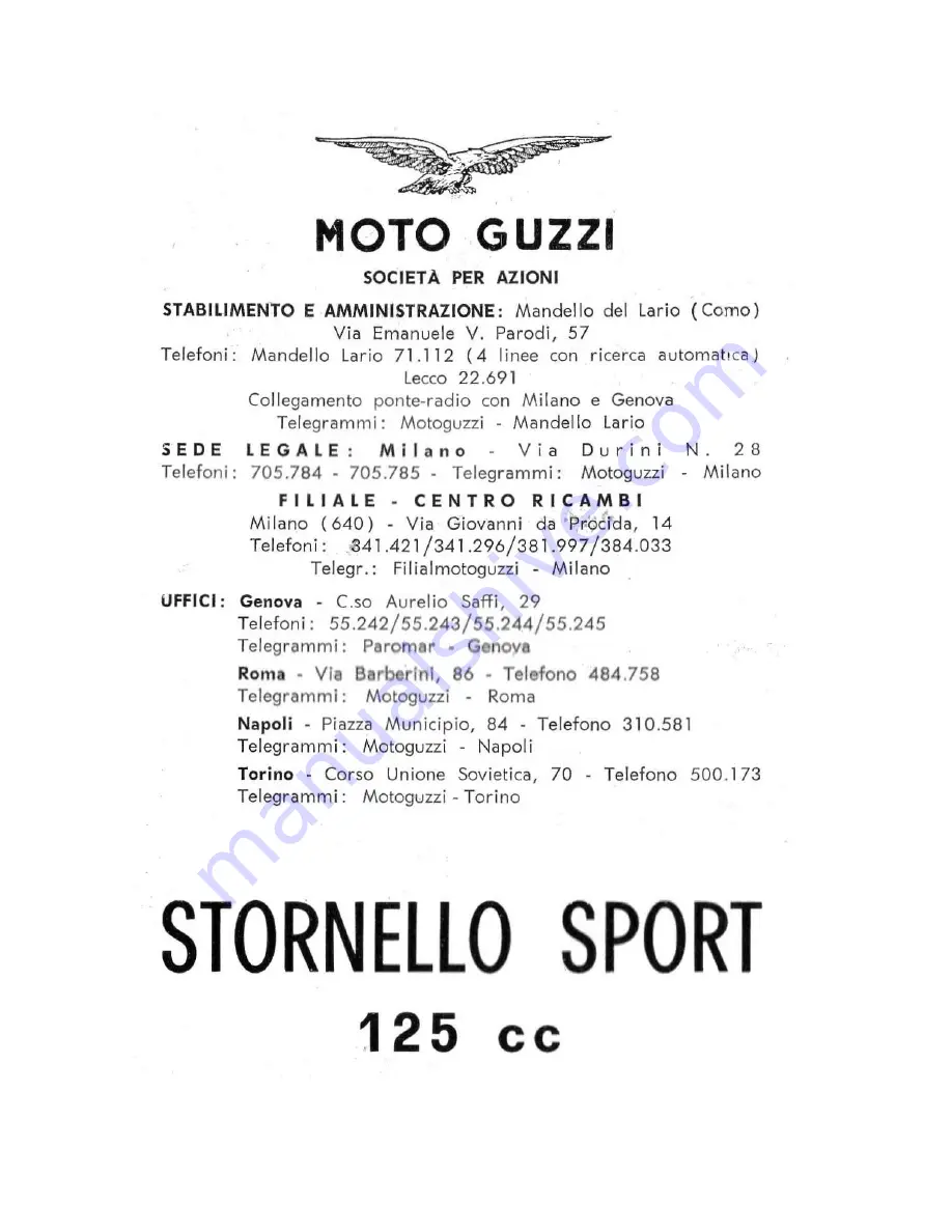 MOTO GUZZI Stornello sport 125 cc Скачать руководство пользователя страница 3