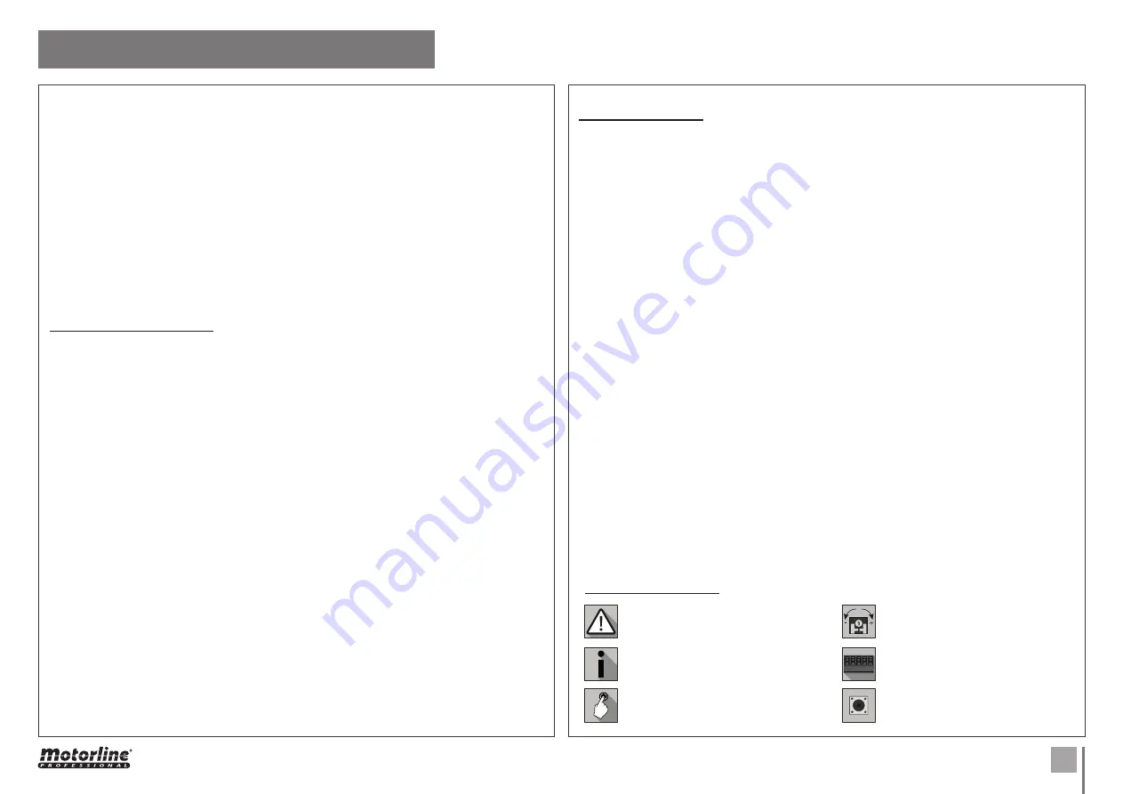 Motorline professional MC61SE Installer And User Manual Download Page 4