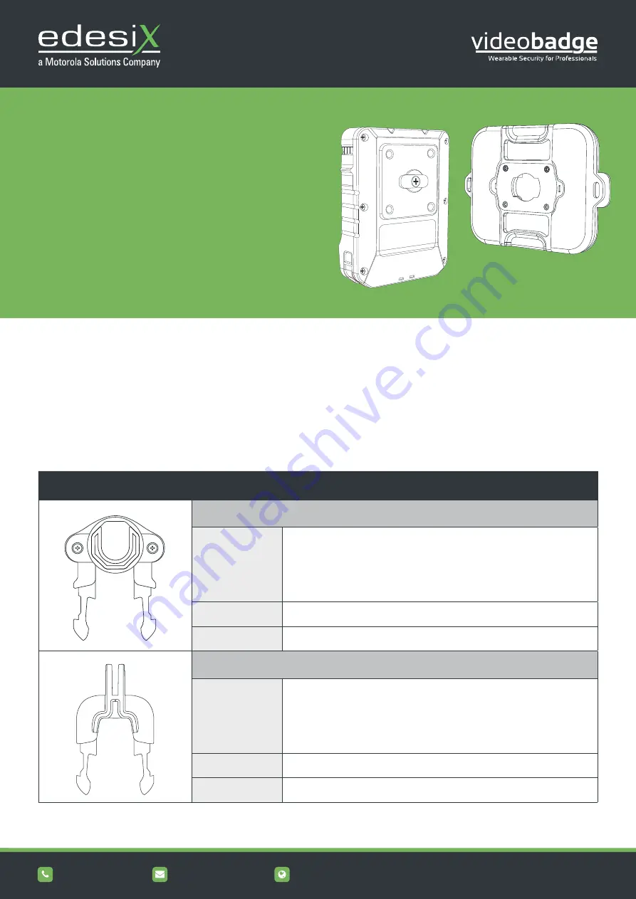 Motorola solutions edesix VIDEOBADGE VB-400 Technical Specifications Download Page 1