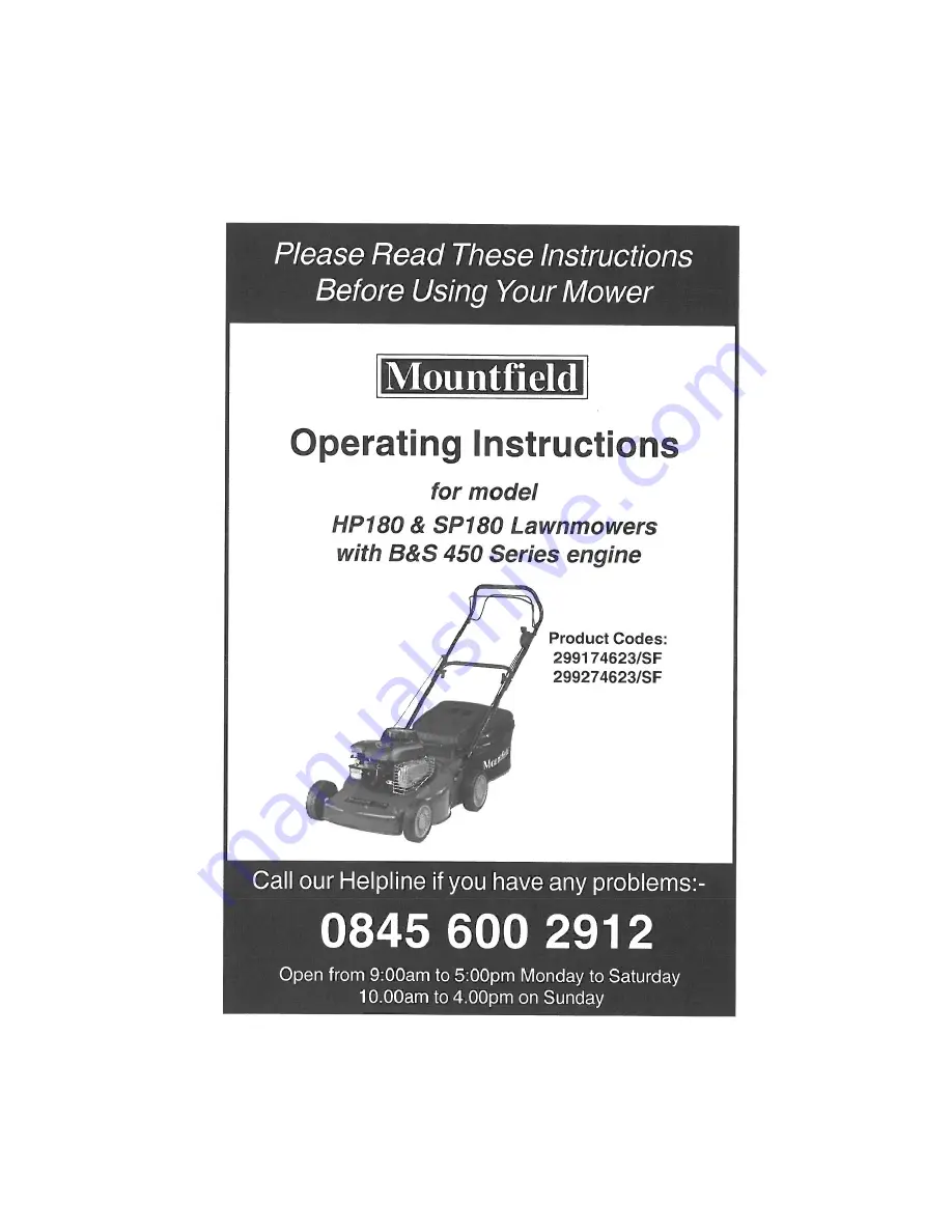 Mountfield HP180 Operating Instructions Manual Download Page 1