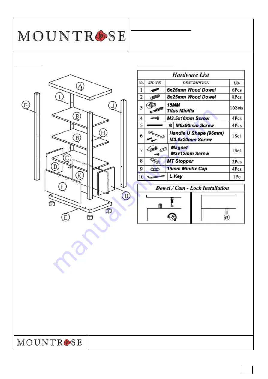 Mountrose CHICAGO 3 SHELF 1 DOOR Скачать руководство пользователя страница 2