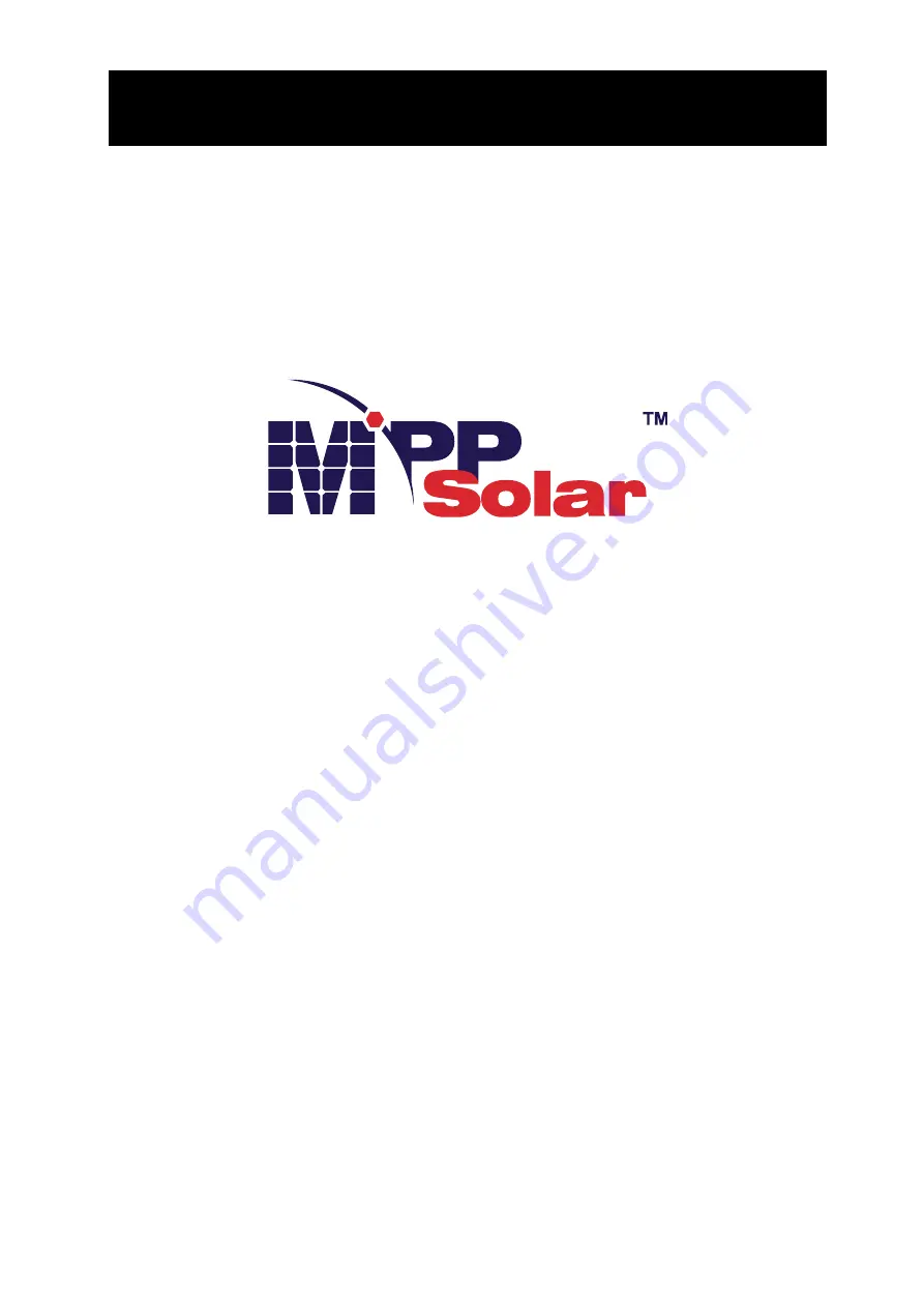 MPP Solar HYBRID LV 6048 User Manual Download Page 1