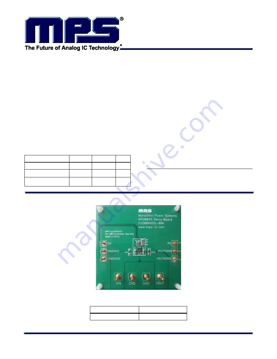 MPS EV20045DQ-00A Quick Start Manual Download Page 1