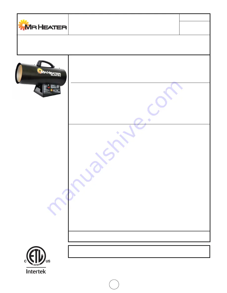 Mr. Heater F271350 Operating Instructions And Owner'S Manual Download Page 21