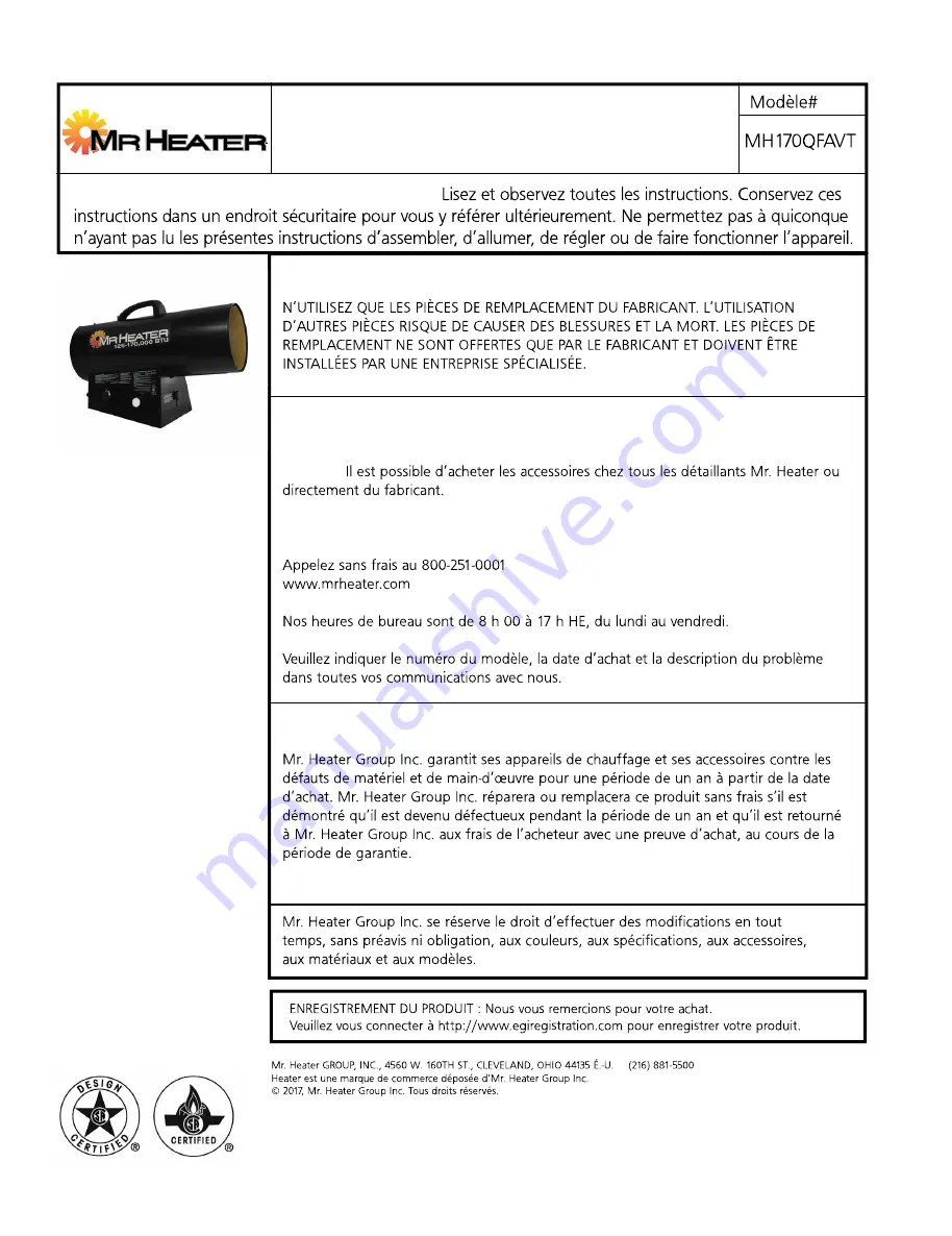 Mr. Heater MH170QFAVT Скачать руководство пользователя страница 16