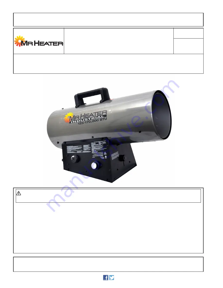 Mr. Heater MHI170QFAVT Operating Instructions And Owner'S Manual Download Page 9