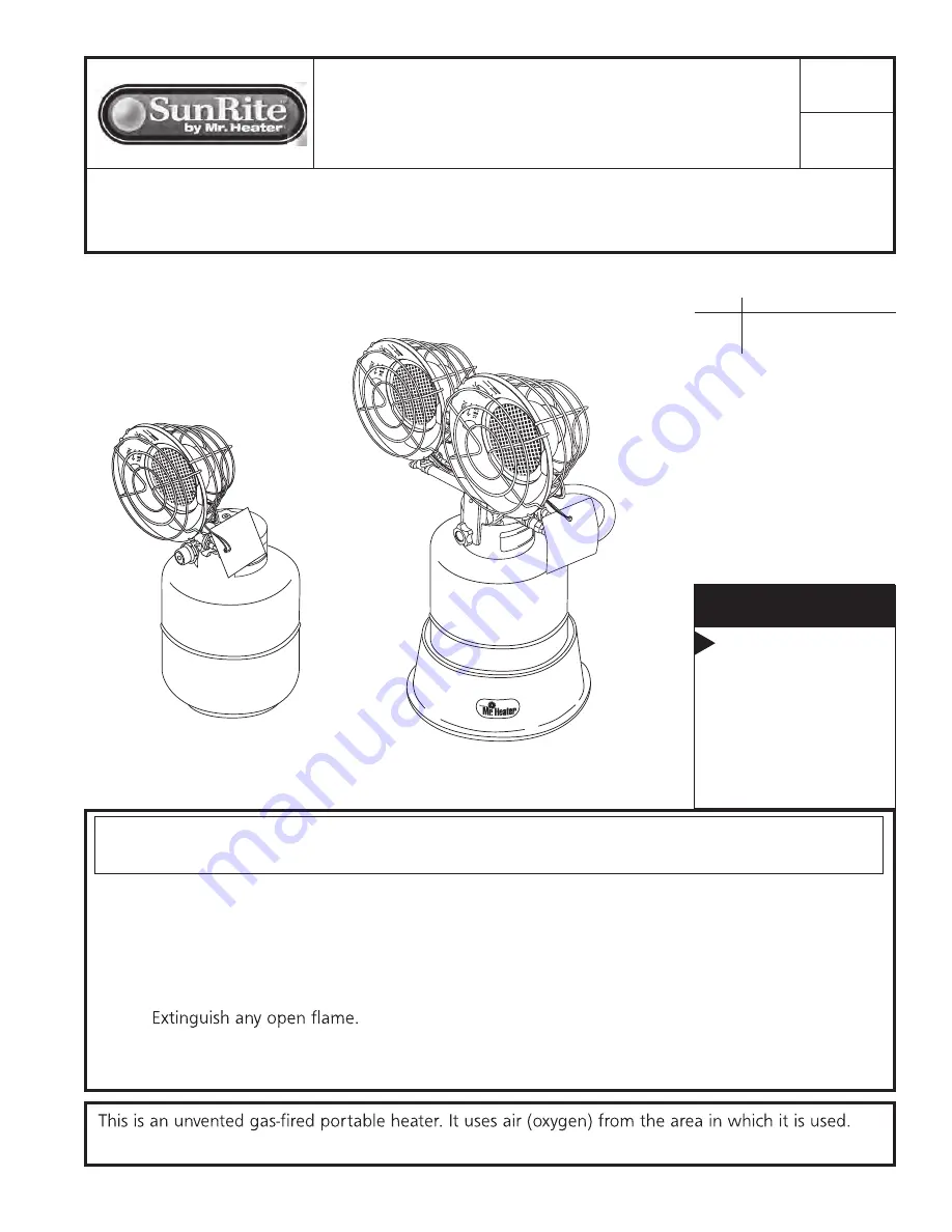 Mr. Heater SUNRITE SRC15T Operating Instructions Manual Download Page 1