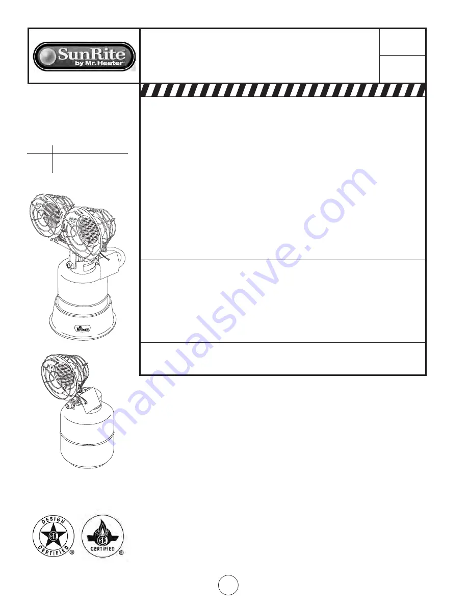 Mr. Heater SUNRITE SRC15T Operating Instructions Manual Download Page 16