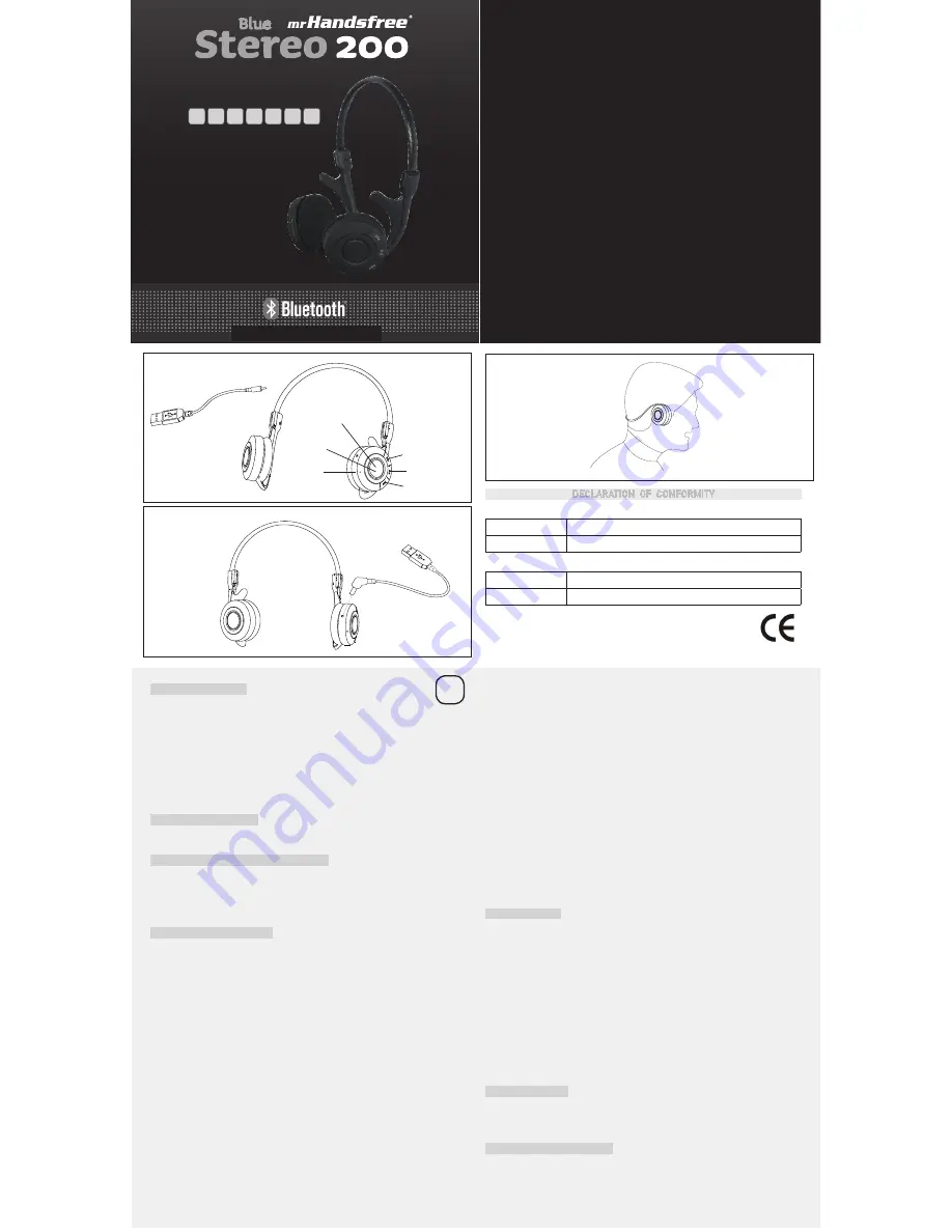 MRHANDSFREE Blue STEREO 200 Quick Reference Manual Download Page 1