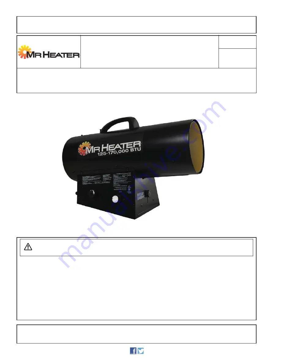 MrHeater 170QFAVT Operating Instructions And Owner'S Manual Download Page 1