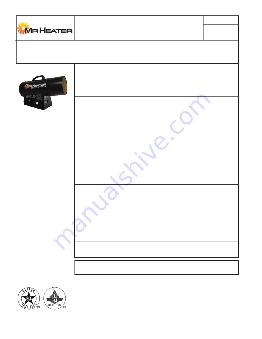 MrHeater 170QFAVT Operating Instructions And Owner'S Manual Download Page 7