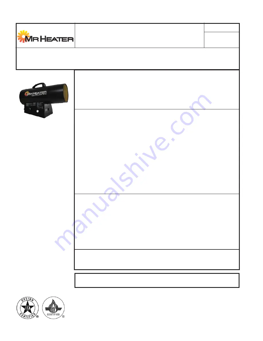 MrHeater 170QFAVT Operating Instructions And Owner'S Manual Download Page 14