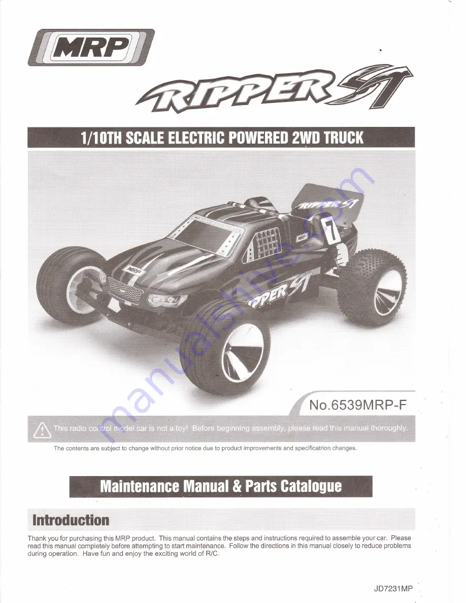 MRP Ripper ST Maintenance Manual & Parts Catalogue Download Page 1