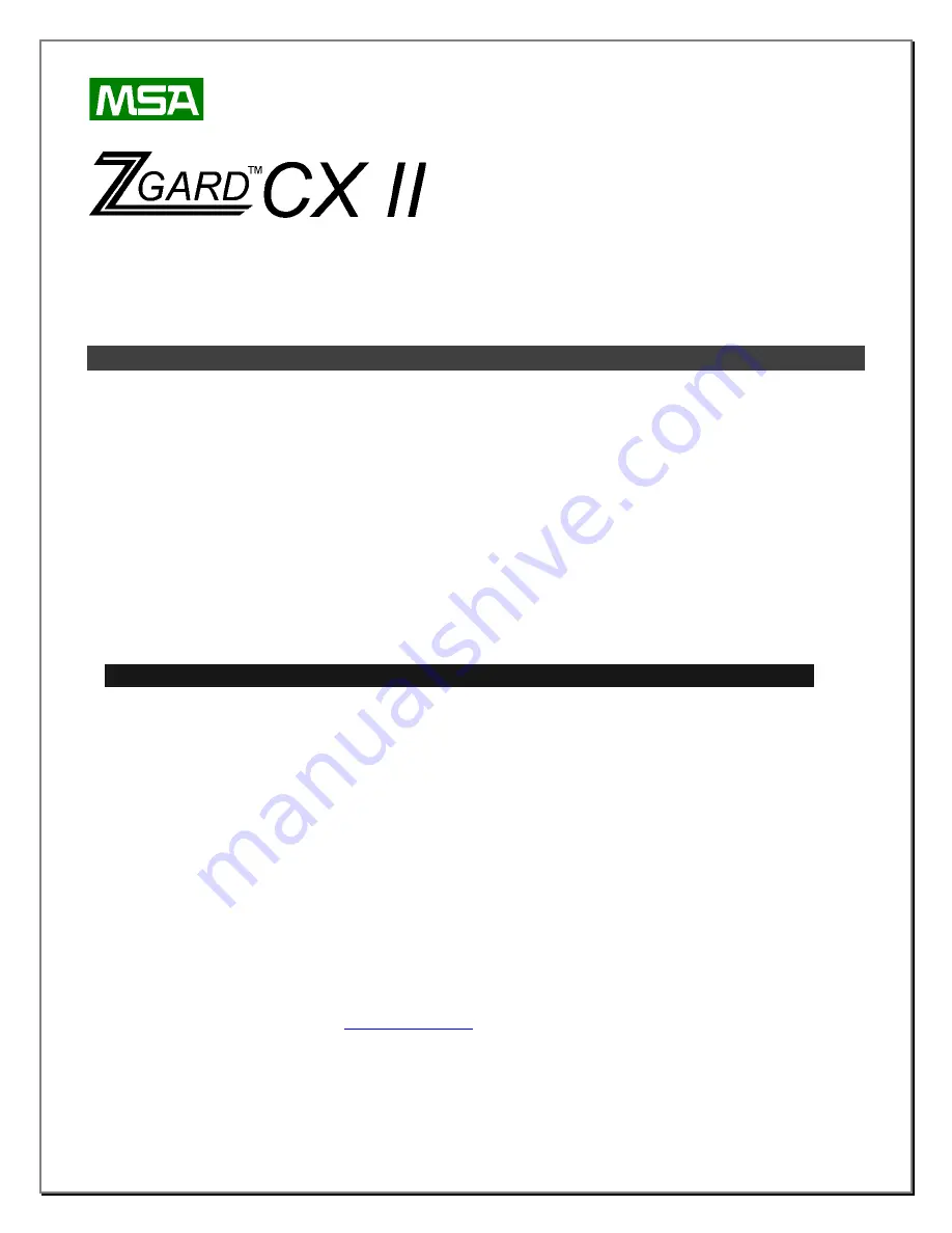 MSA ZGARD CX II Скачать руководство пользователя страница 1