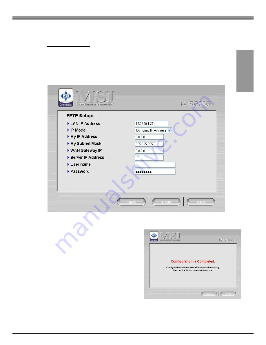 MSI RG60G - Wireless Router Quick User Manual Download Page 21