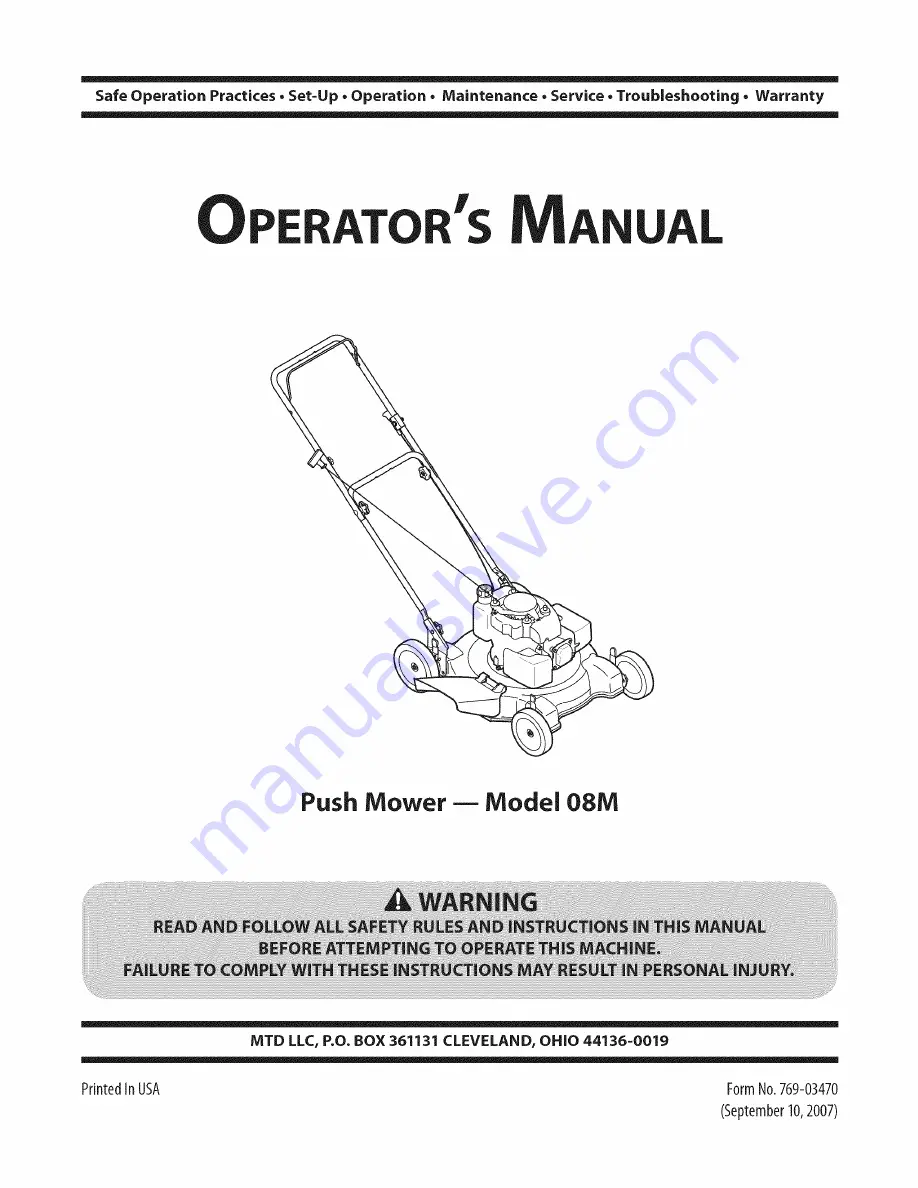 MTD 08M Operator'S Manual Download Page 1