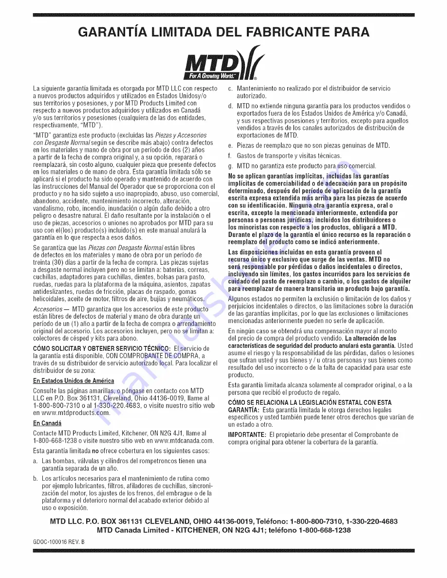 MTD 08M Operator'S Manual Download Page 60