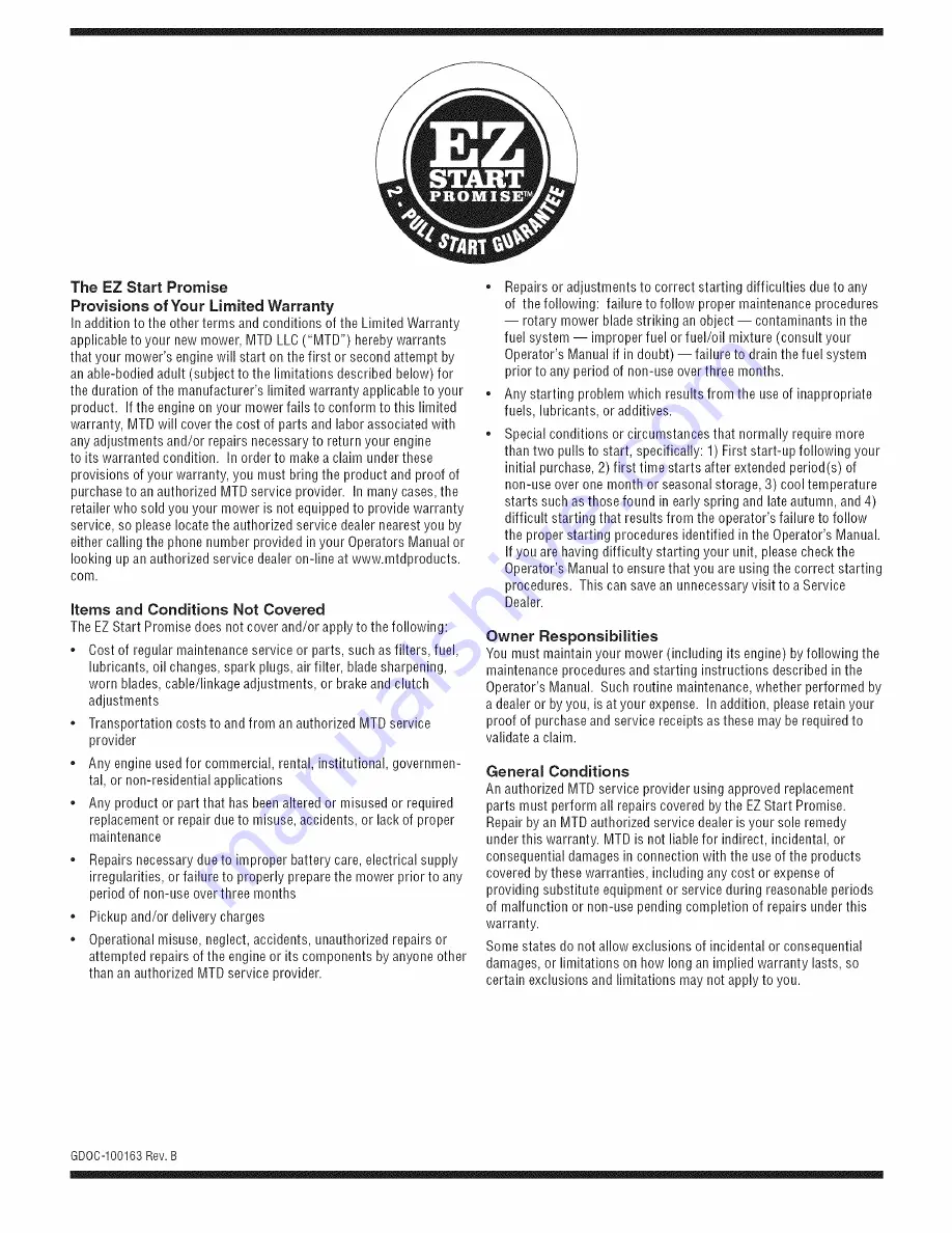 MTD 08M9 Operator'S Manual Download Page 23