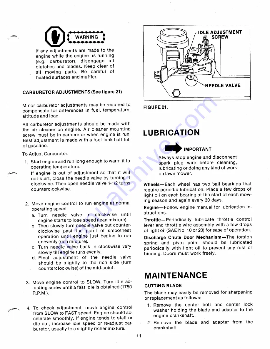 MTD 101-340A Owner'S Manual Download Page 11