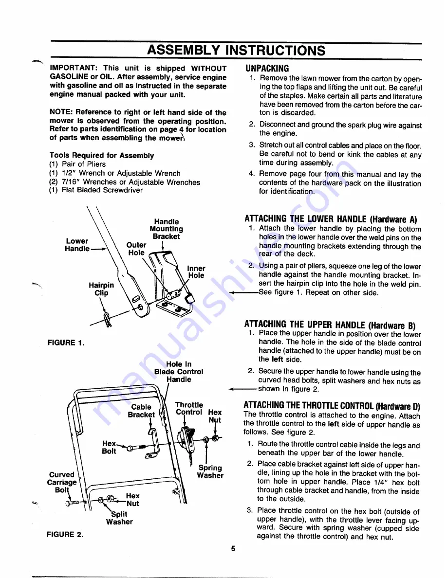 MTD 11-093R000 Owner'S Manual Download Page 5