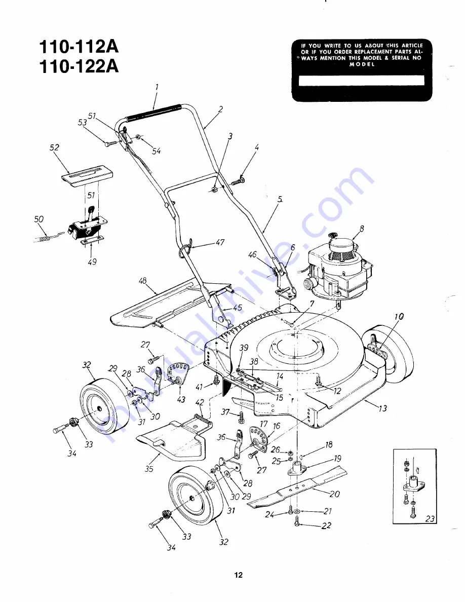 MTD 110-112A Owner'S Manual Download Page 12