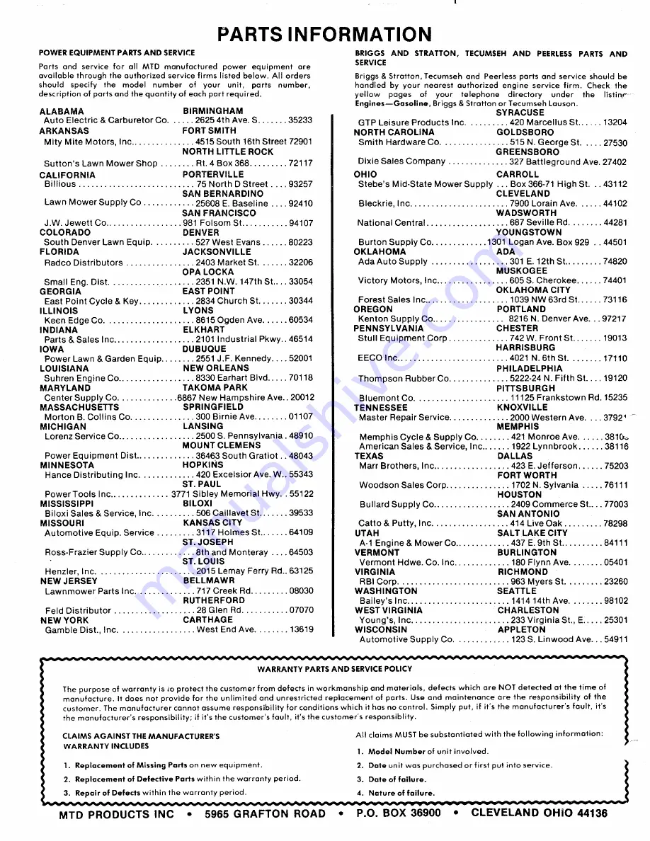 MTD 110-112A Owner'S Manual Download Page 14