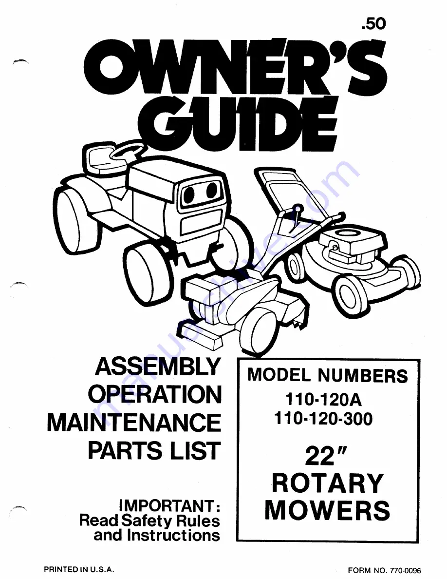 MTD 110-120-300 Owner'S Manual Download Page 1