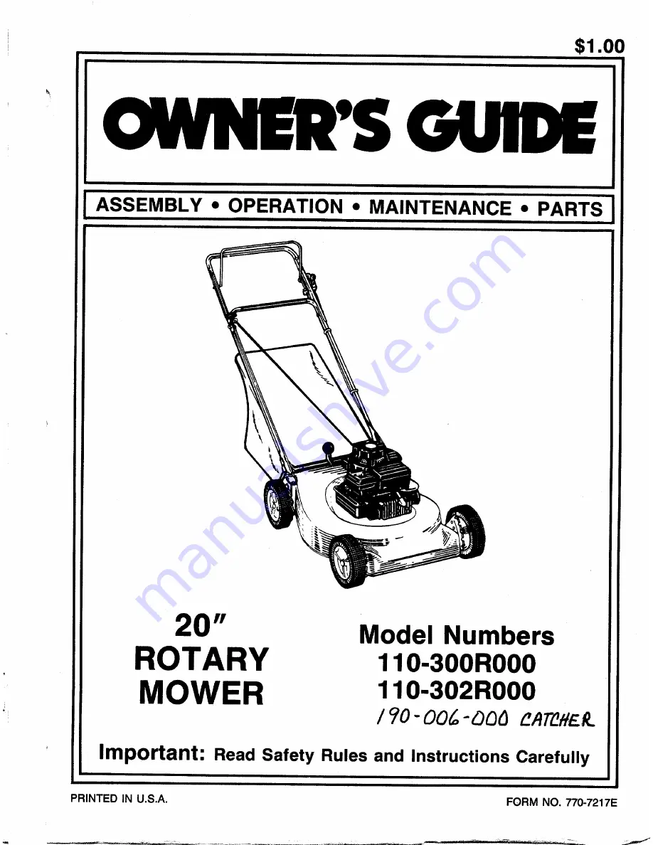 MTD 110-300R000 Owner'S Manual Download Page 1