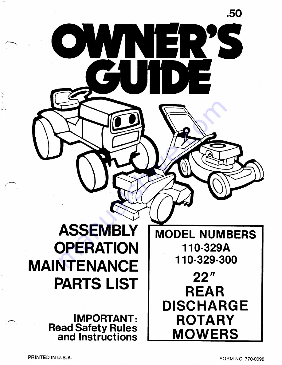 MTD 110-329-300 Owner'S Manual Download Page 1