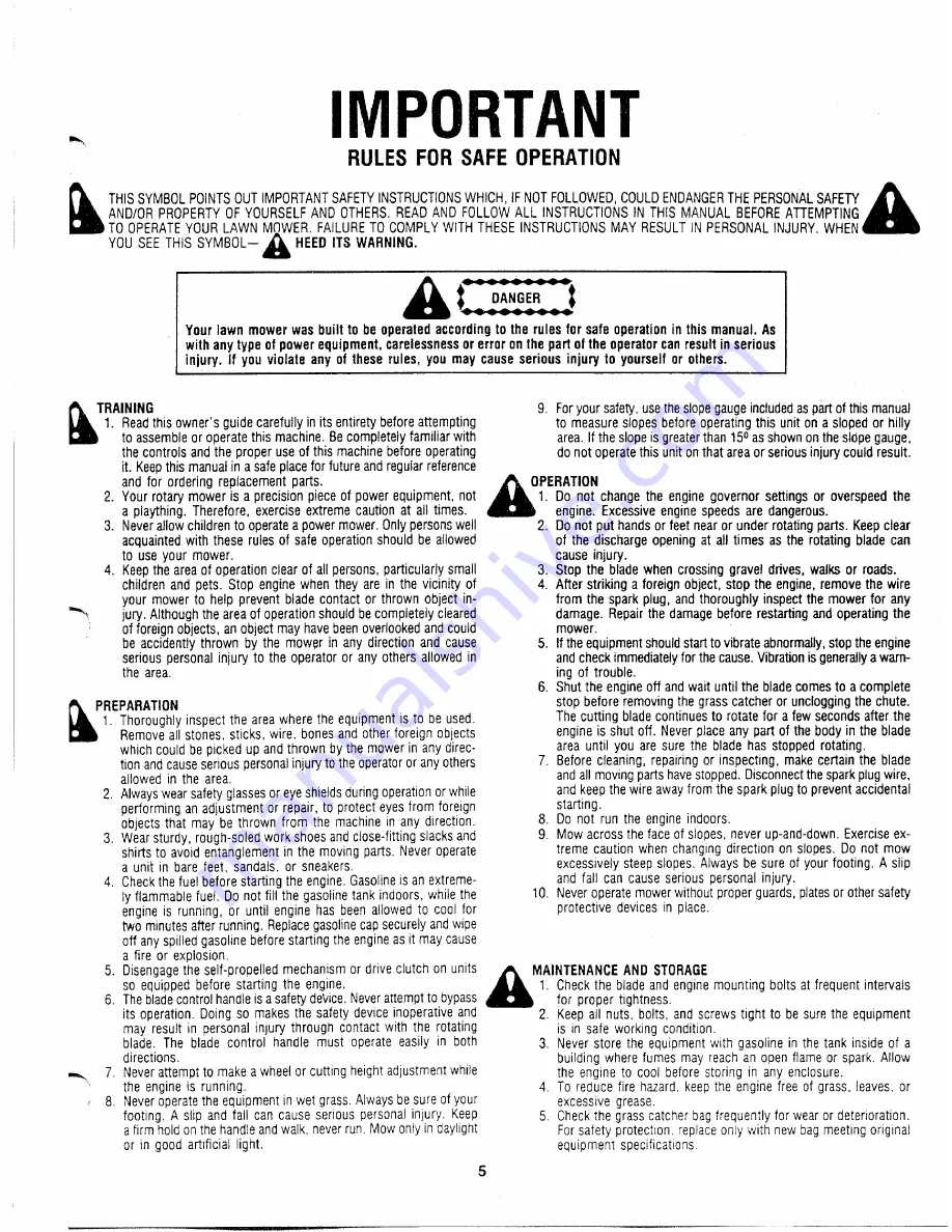 MTD 110A508R000 Owner'S Manual Download Page 5