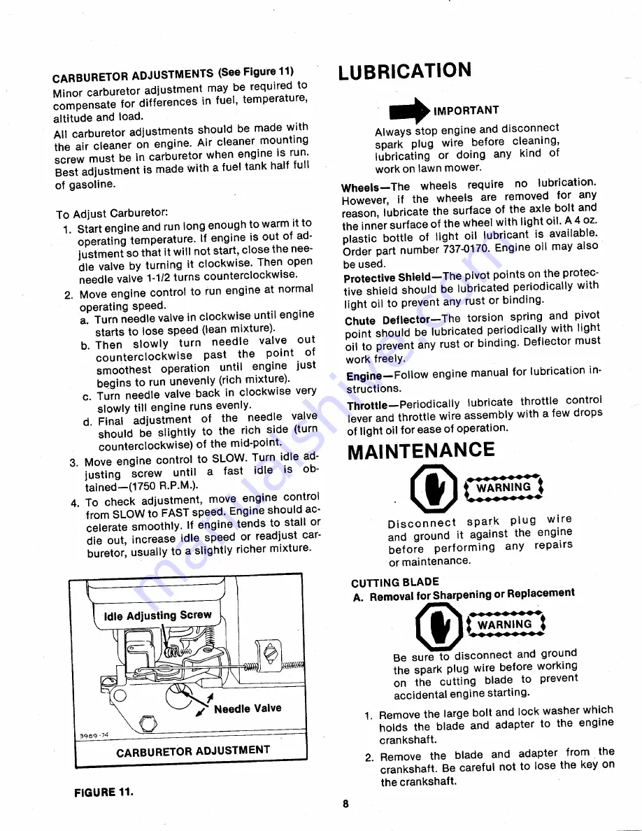 MTD 111-020-300 Owner'S Manual Download Page 8