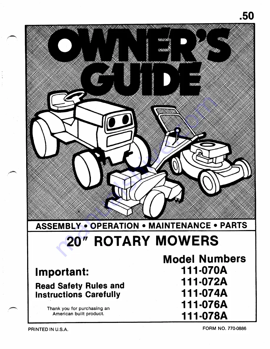 MTD 111-070A Owner'S Manual Download Page 1