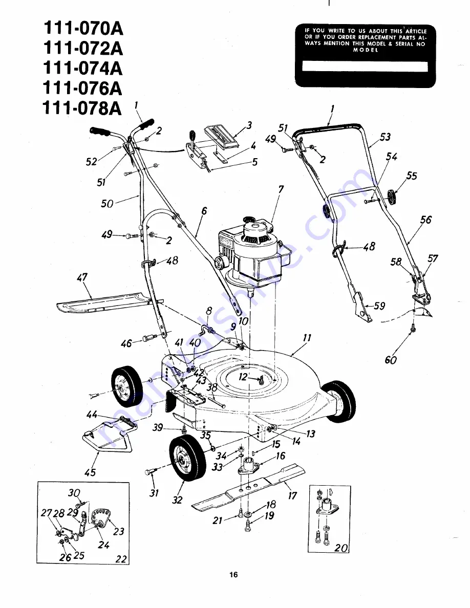 MTD 111-070A Owner'S Manual Download Page 16