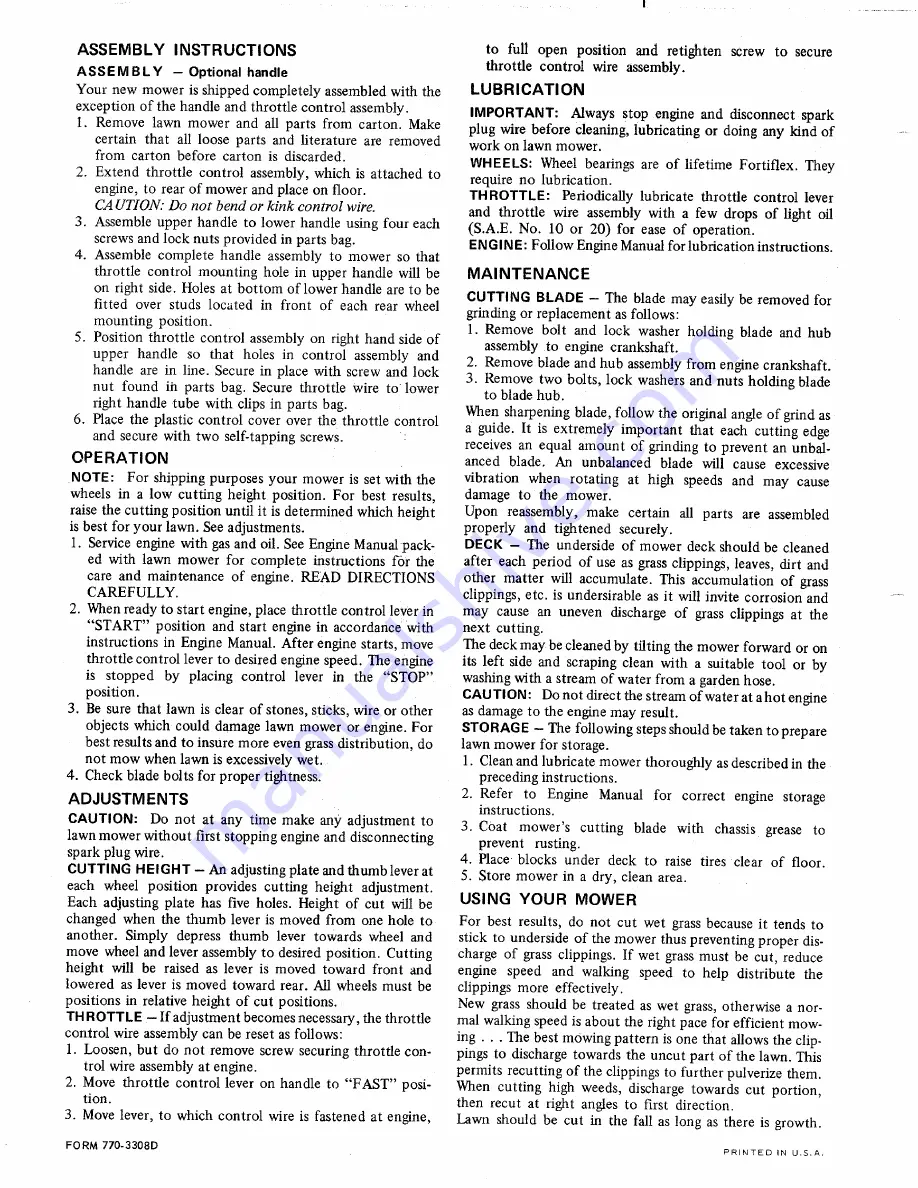 MTD (111-112-036) Owner'S Manual Download Page 4