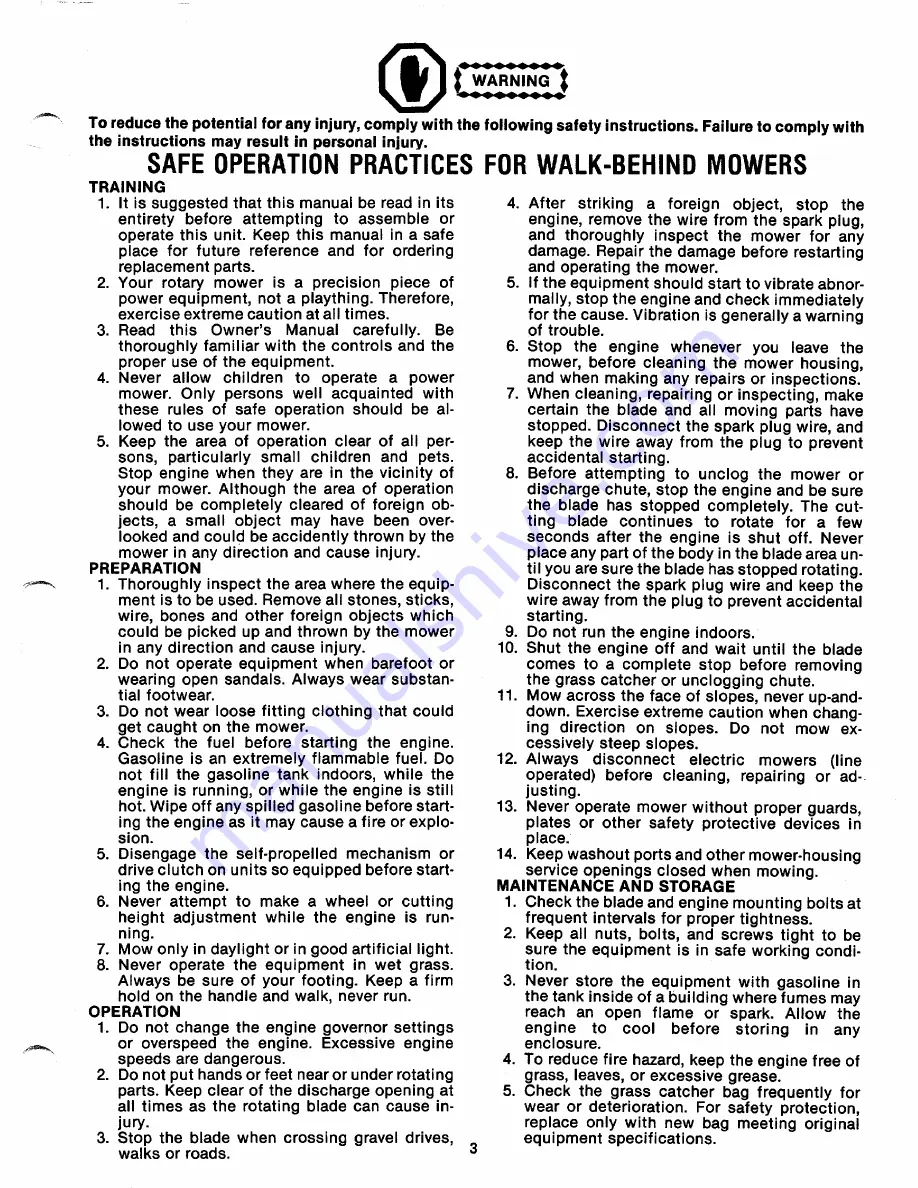 MTD 111-112A Owner'S Manual Download Page 3