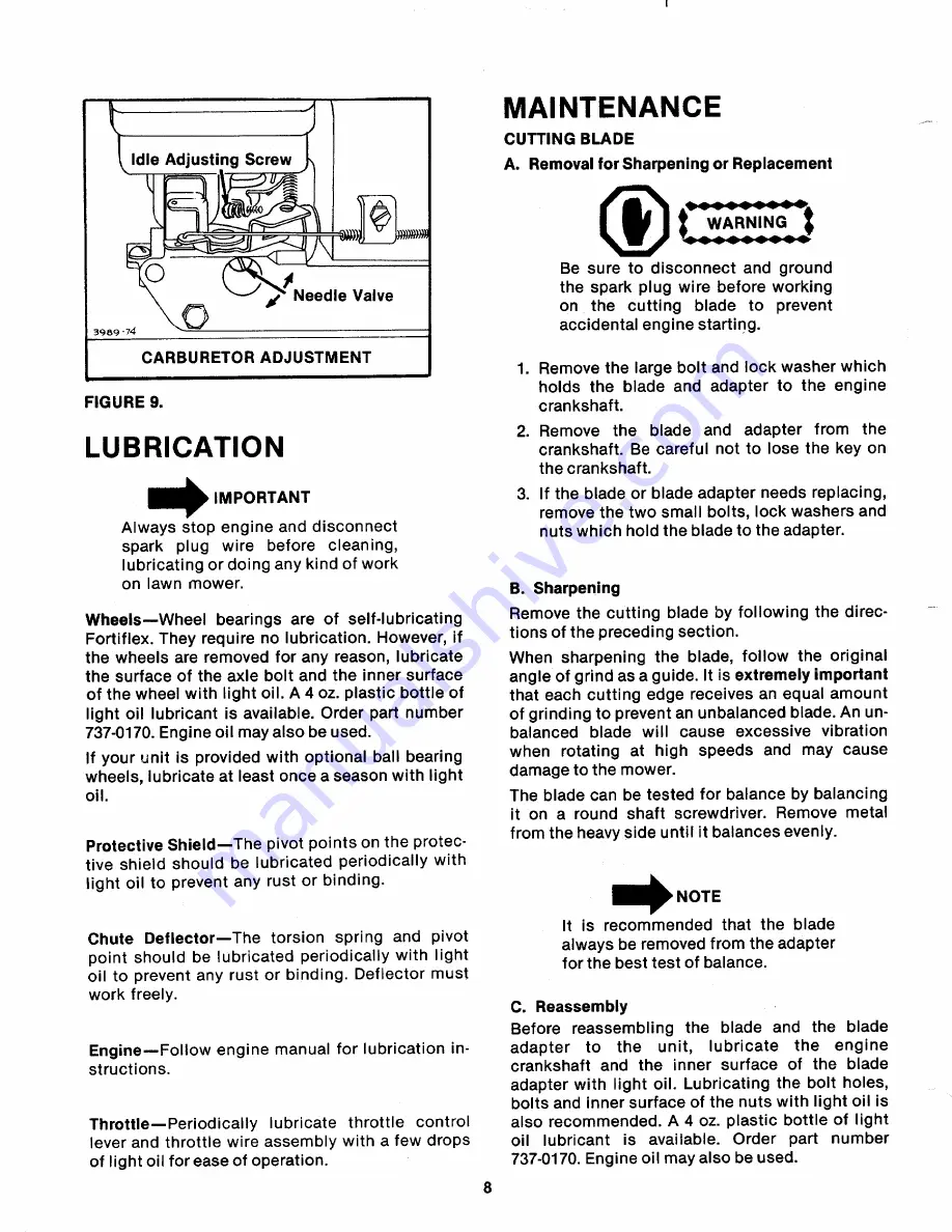 MTD 111-112A Owner'S Manual Download Page 8