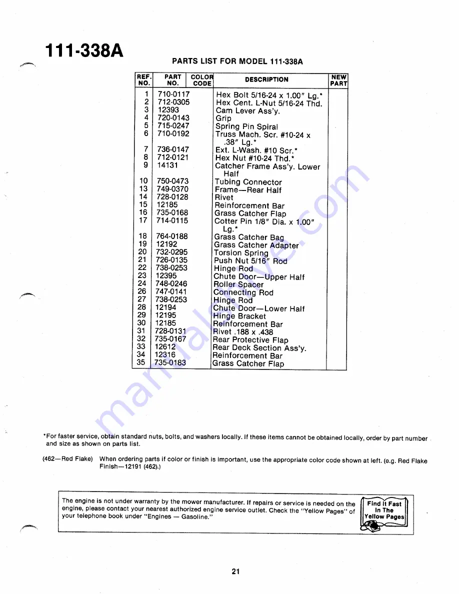 MTD 111-338A Owner'S Manual Download Page 21