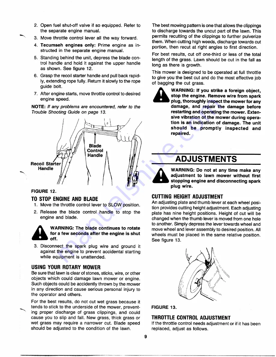 MTD 111-500R000 Owner'S Manual Download Page 9