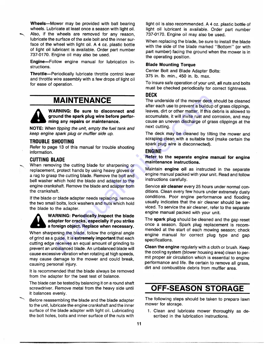 MTD 111-500R000 Owner'S Manual Download Page 11