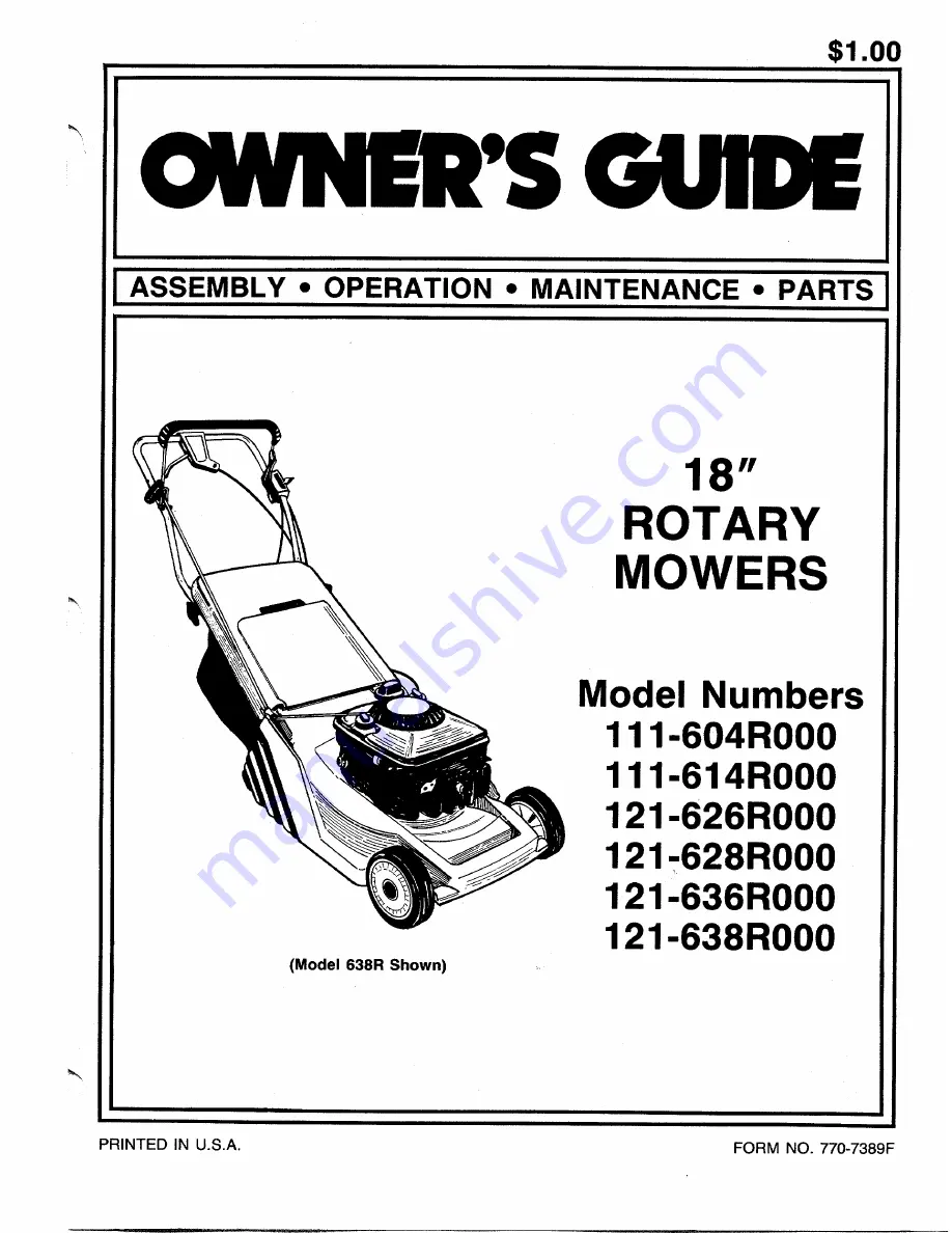 MTD 111-604R000 Owner'S Manual Download Page 1