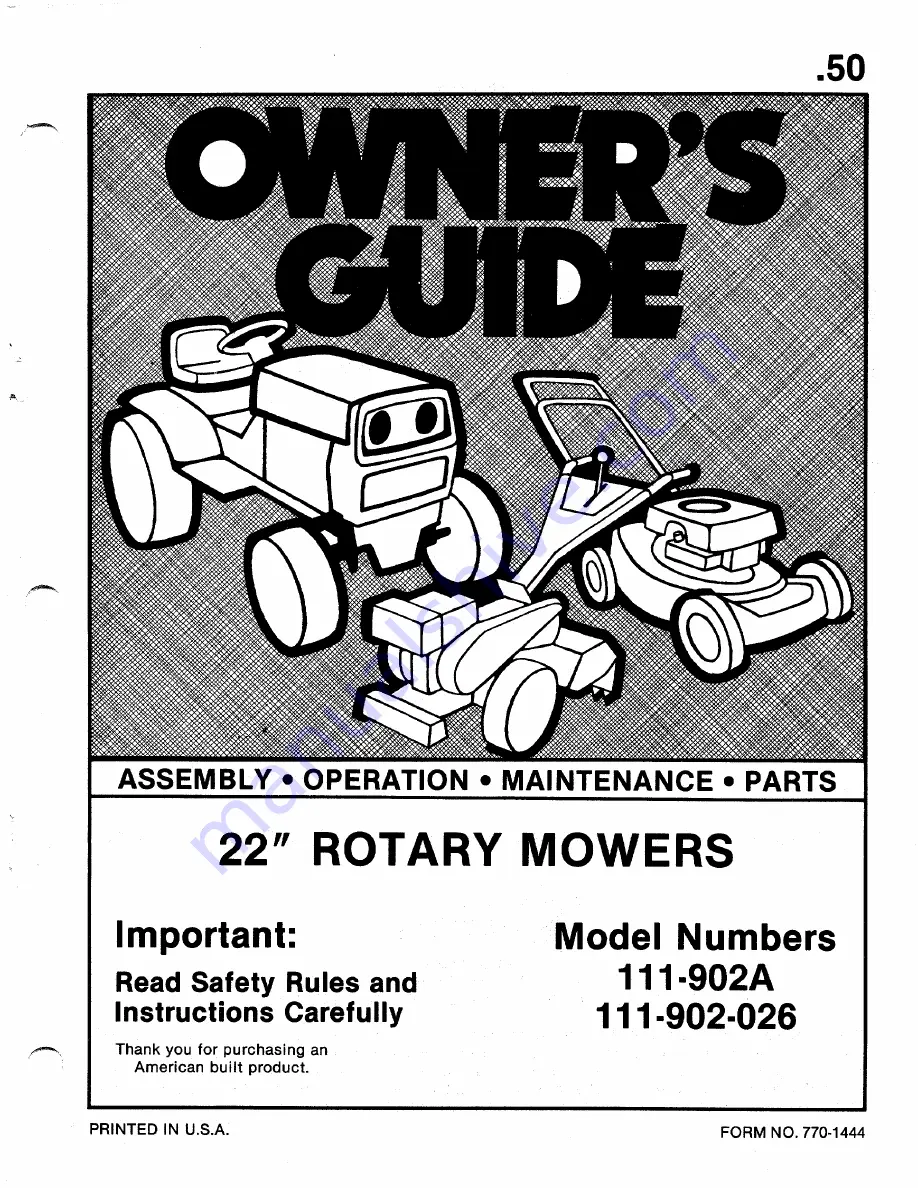 MTD 111-902-026 Owner'S Manual Download Page 1