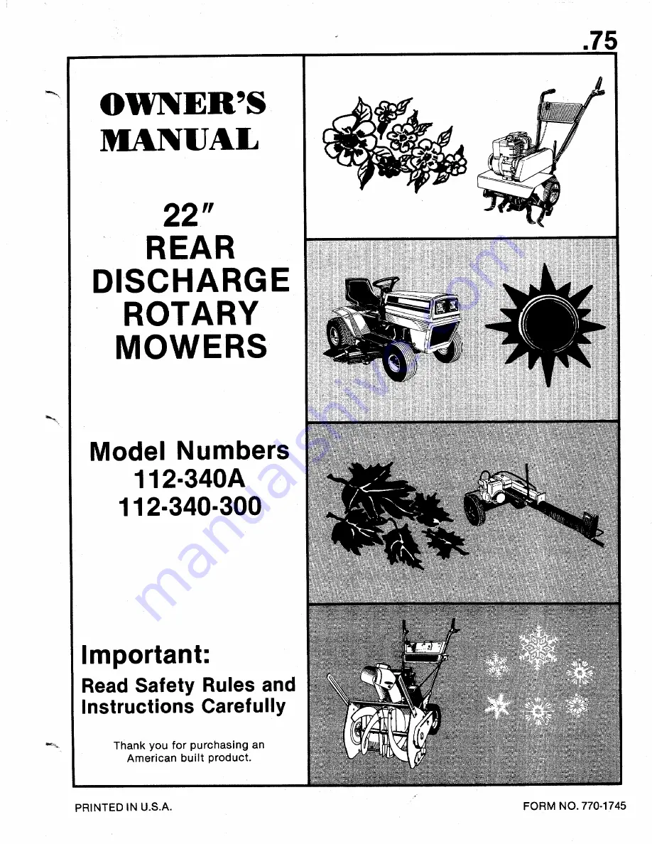 MTD 112-340-300 Owner'S Manual Download Page 1