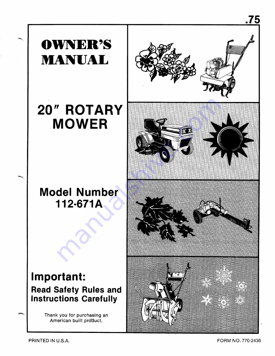 MTD 112-671A Owner'S Manual Download Page 1