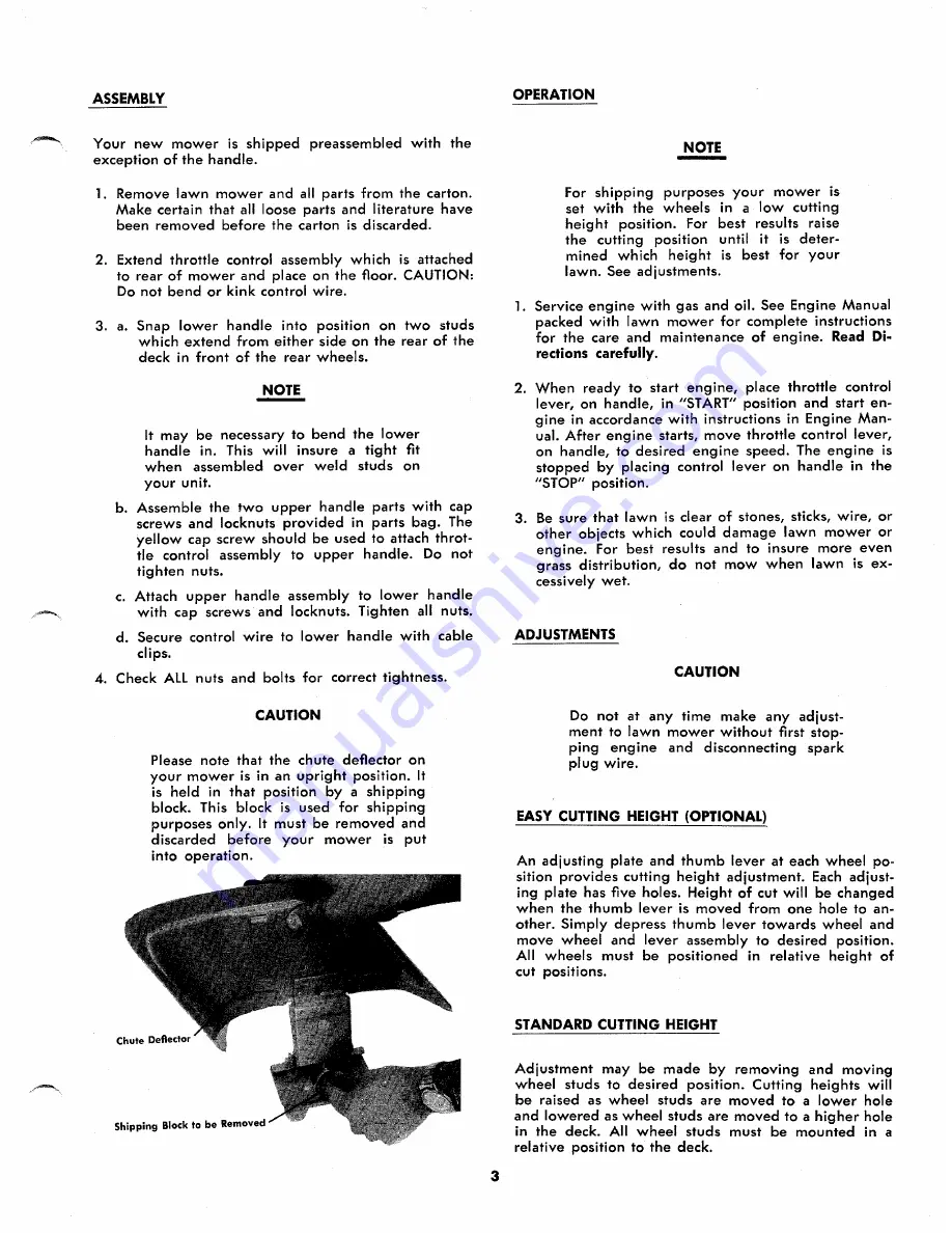 MTD 114-040A Owner'S Operating Service Instruction Manual Download Page 3