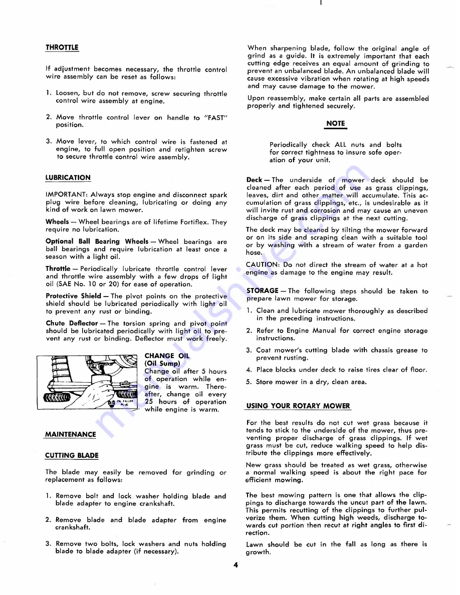 MTD 114-040A Owner'S Operating Service Instruction Manual Download Page 4