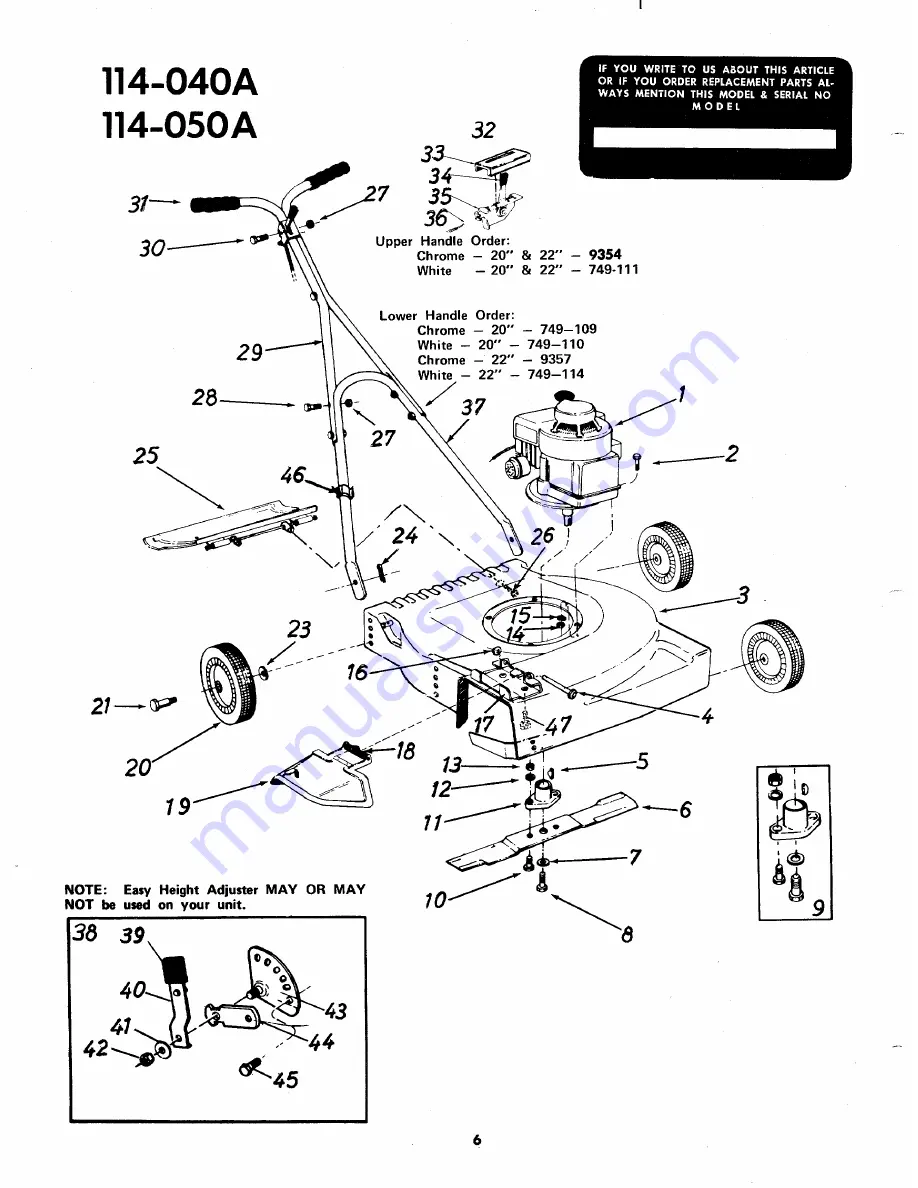 MTD 114-040A Owner'S Operating Service Instruction Manual Download Page 6