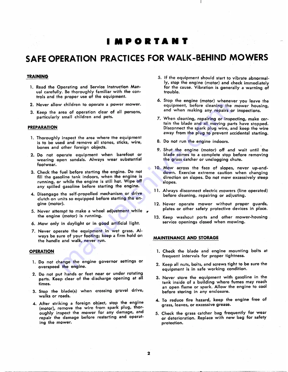 MTD 114-100A Owner'S Operating Service Instruction Manual Download Page 2