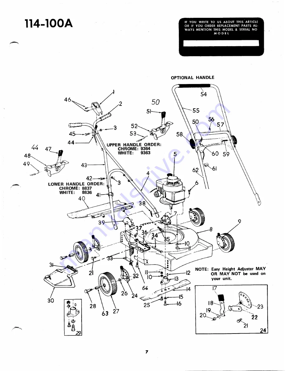 MTD 114-100A Owner'S Operating Service Instruction Manual Download Page 7