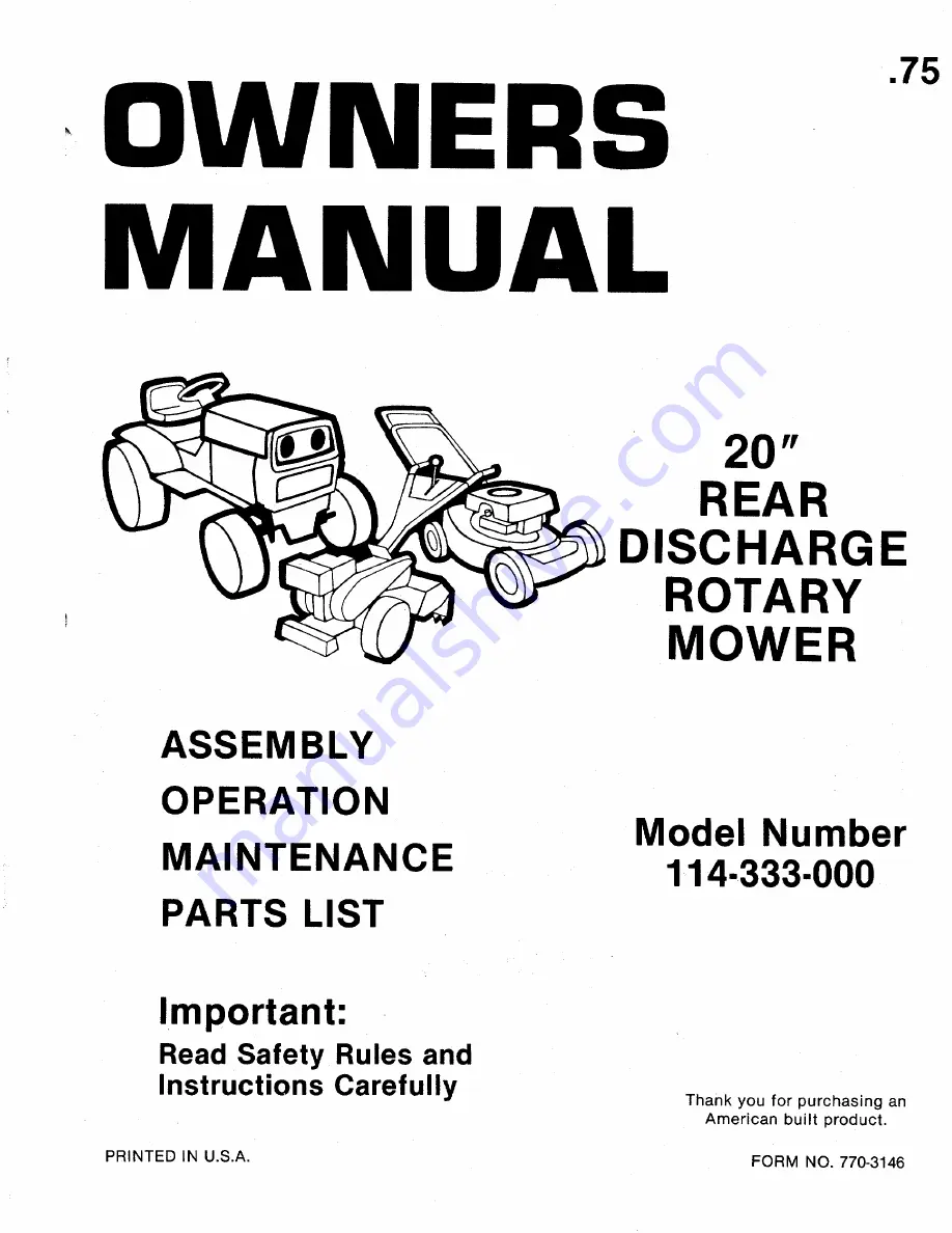 MTD 114-333-000 Owner'S Manual Download Page 1