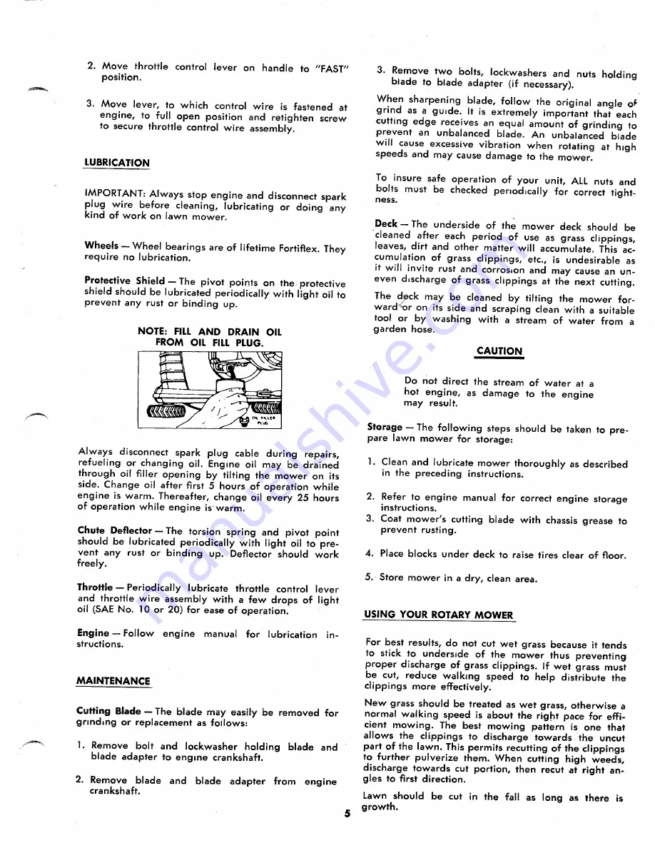 MTD 115-110A Owner'S Operating Service Instruction Manual Download Page 5